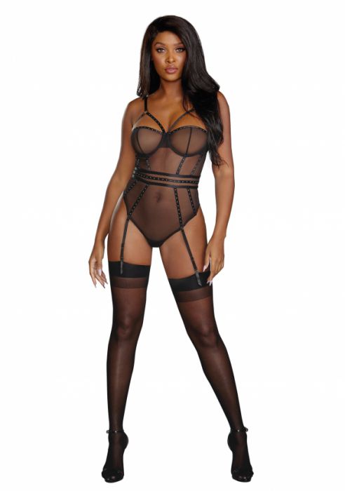 Dreamgirl+%E2%80%93+Very+Sheer+Stretch+Mesh+Underwire+Teddy+Black