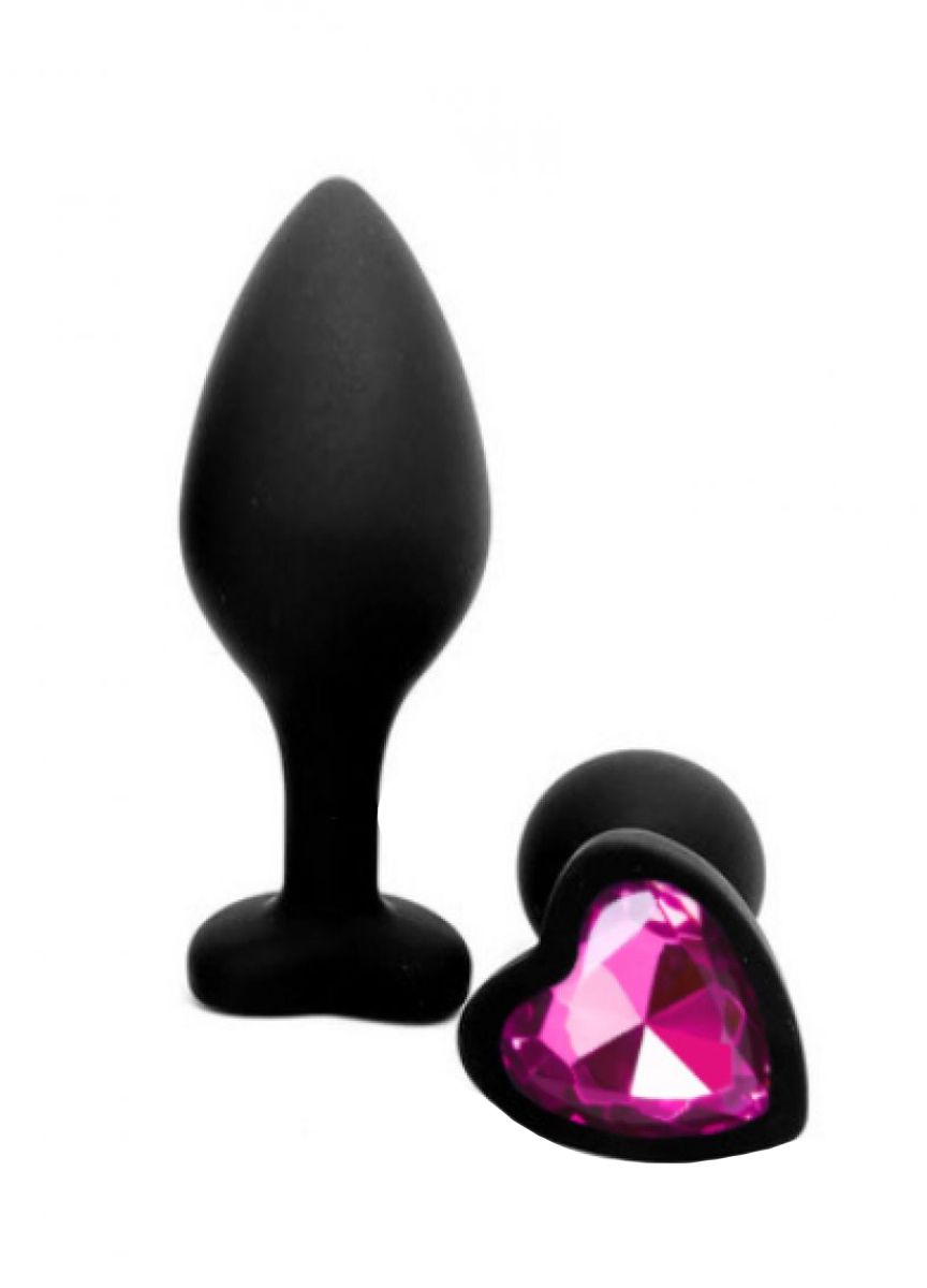 SILICONE+BUTT+PLUG+%2D+PINK+HEART+MEDIUM+BLACK