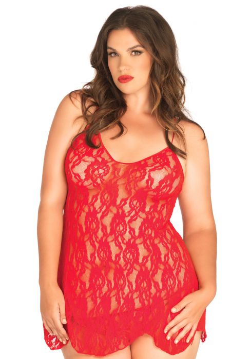 LEG+AVENUE+%2D+PLUS+SIZE+LACE+FLAIR+CHEMISE+RED