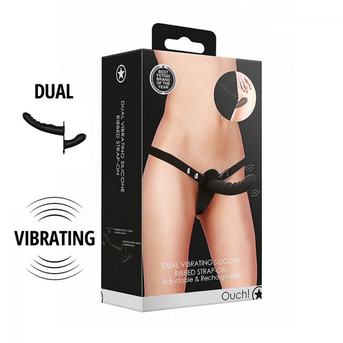 OUCH%21+%2D+ADJUSTABLE+DUAL+VIBRATING+RIBBED+STRAP%2DON