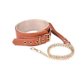 BLAZE - ELITE COLLAR AND CHAIN COGNAC VEGAN LEATHER