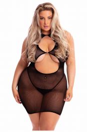 PINK LIPSTICK LINGERIE - FOLLOW ME MINI DRESS BLACK PLUS SIZE