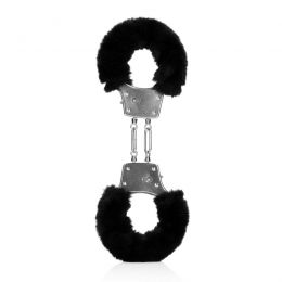 OUCH! - FURRY METAL HAND CUFFS BLACK