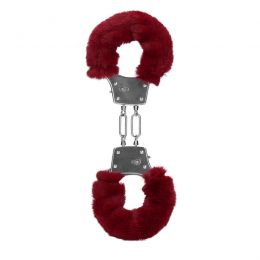 OUCH! - FURRY METAL HAND CUFFS RED